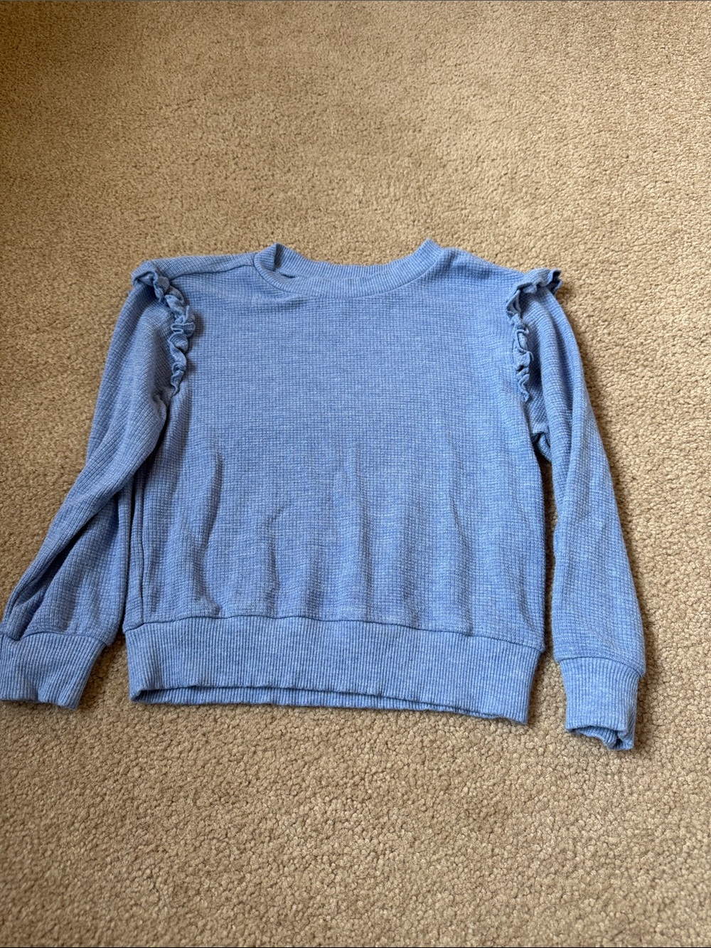 Little Sleepies Light Blue Ruffle-Shoulder Kids Sweater